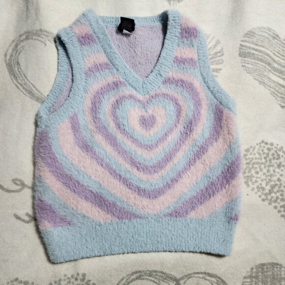 Sweet Society Tops - Sweet Society Pastel Heart Knit Sweater Vest – Sz‎ M